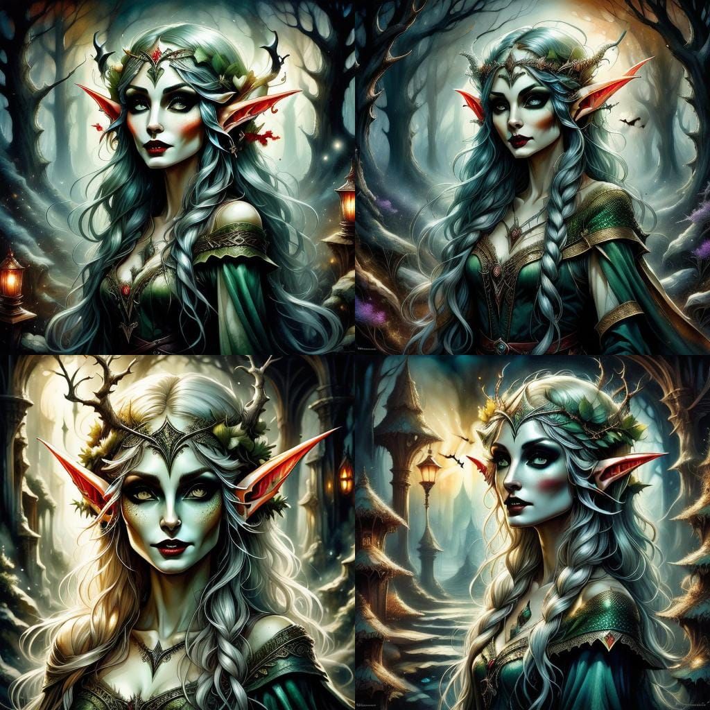 Ethereal Elven Vampire Fusion in Dark Fantasy Style