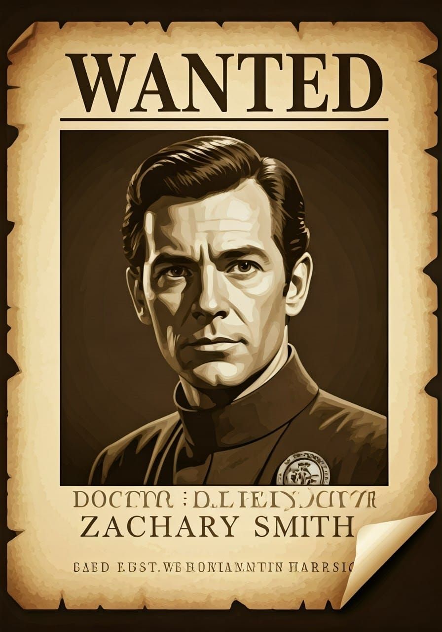 An old wanted poster of Doctor Zachary Smith of Lost in Spac...