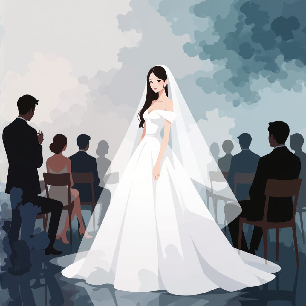 Ethereal Figure in White Dress, Anime Style