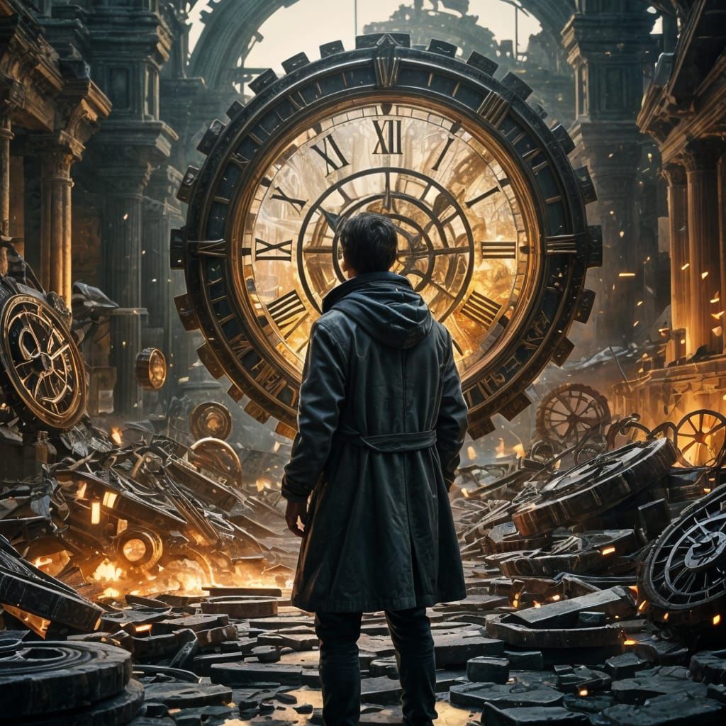 Breathtaking Time Travel Scene with Vortexes and Portals