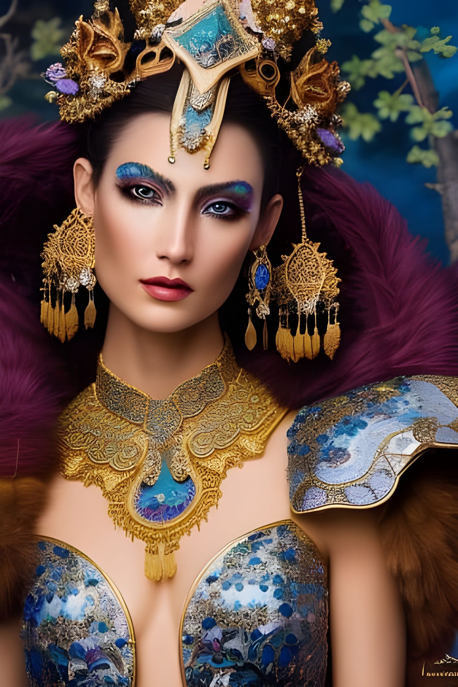 "Queen of Masquerade :: Wearing Ornately decorated beautiful costume, flower background