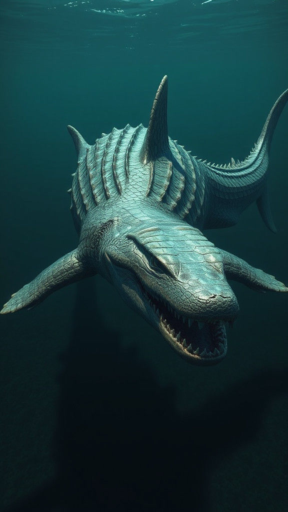 Menacing Shark-Crocodile Hybrid in Detailed Matte Painting