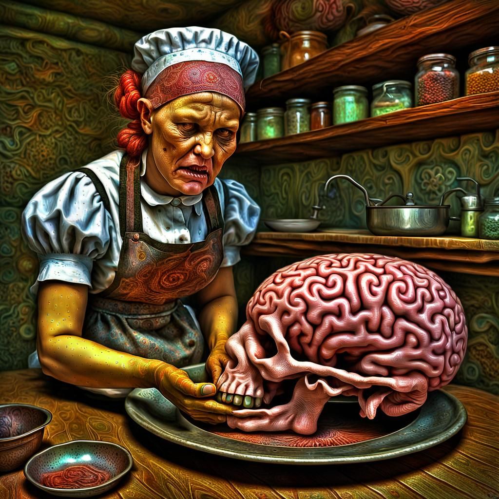 Scullery Maid Washes a Brain in Psychedelic Art