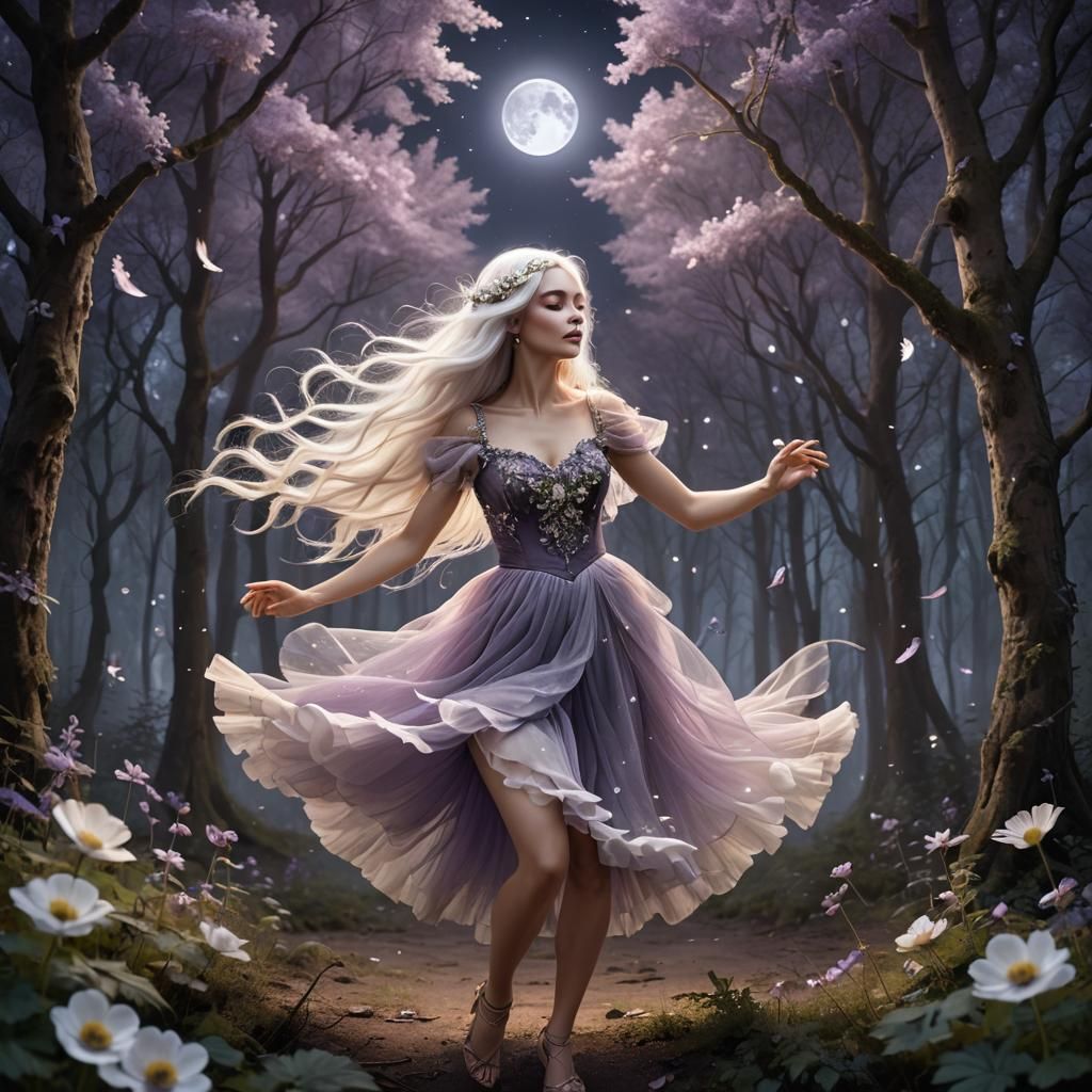 Dancing in purple, in the moonlight