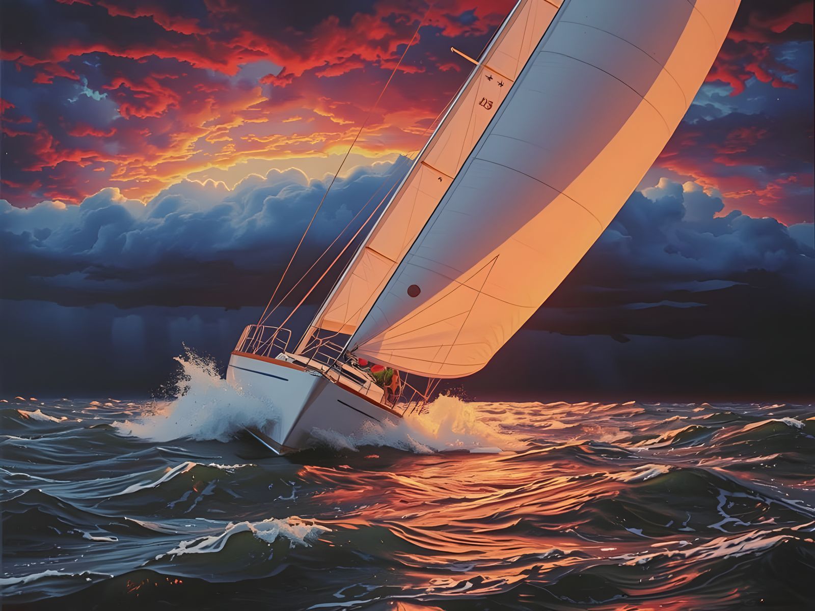 Heeling to the Port as They Race the Storm