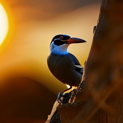 Golden Hour: Bird Portrait in Hyperdetailed Photorealism