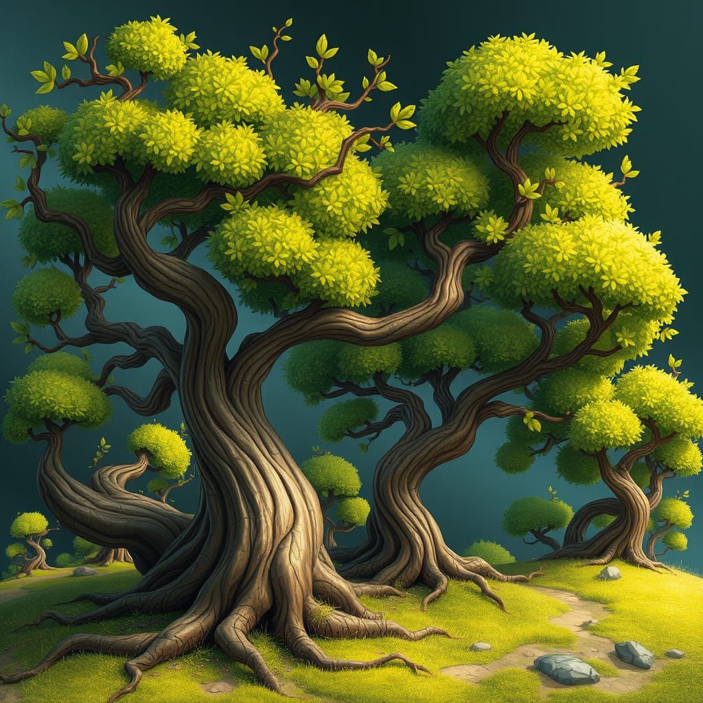 Enchanted Trees in a Fantastical Style