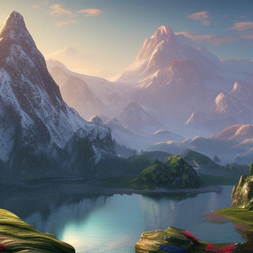 Photorealistic Mountainscape Inspired by Landscape Masters