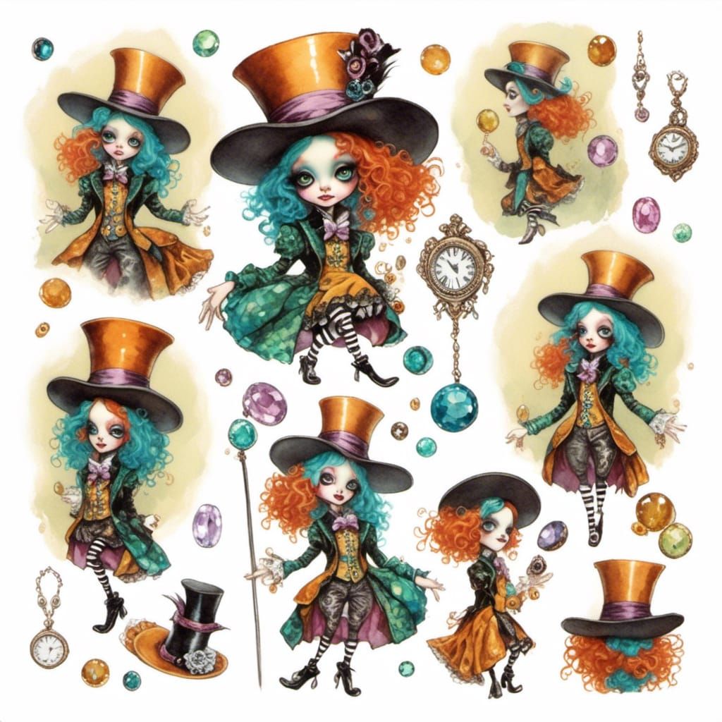 Gothic Mad Hatter Character Design in Burton Style