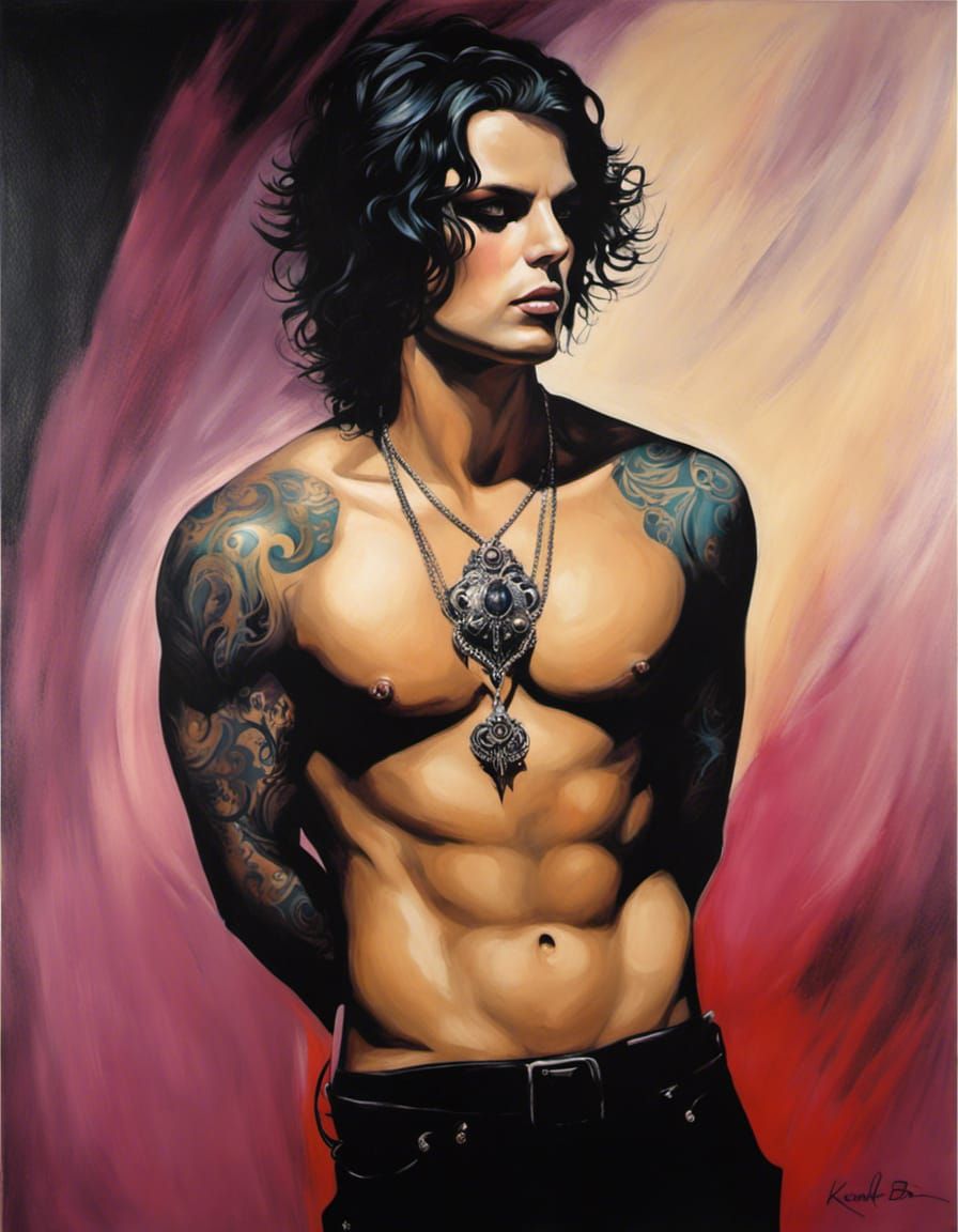 Gothic Homoerotic Portrait with Intense Gaze