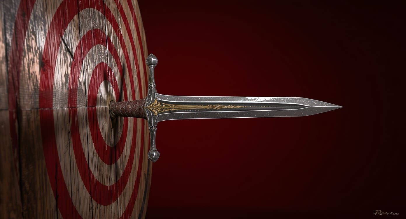 Medieval Dagger Target in Photorealistic 3D Style