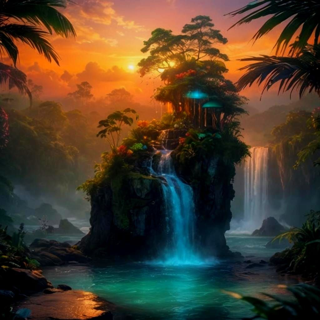 Epic Sunset Scene in a Glass Top Hat, Underwater