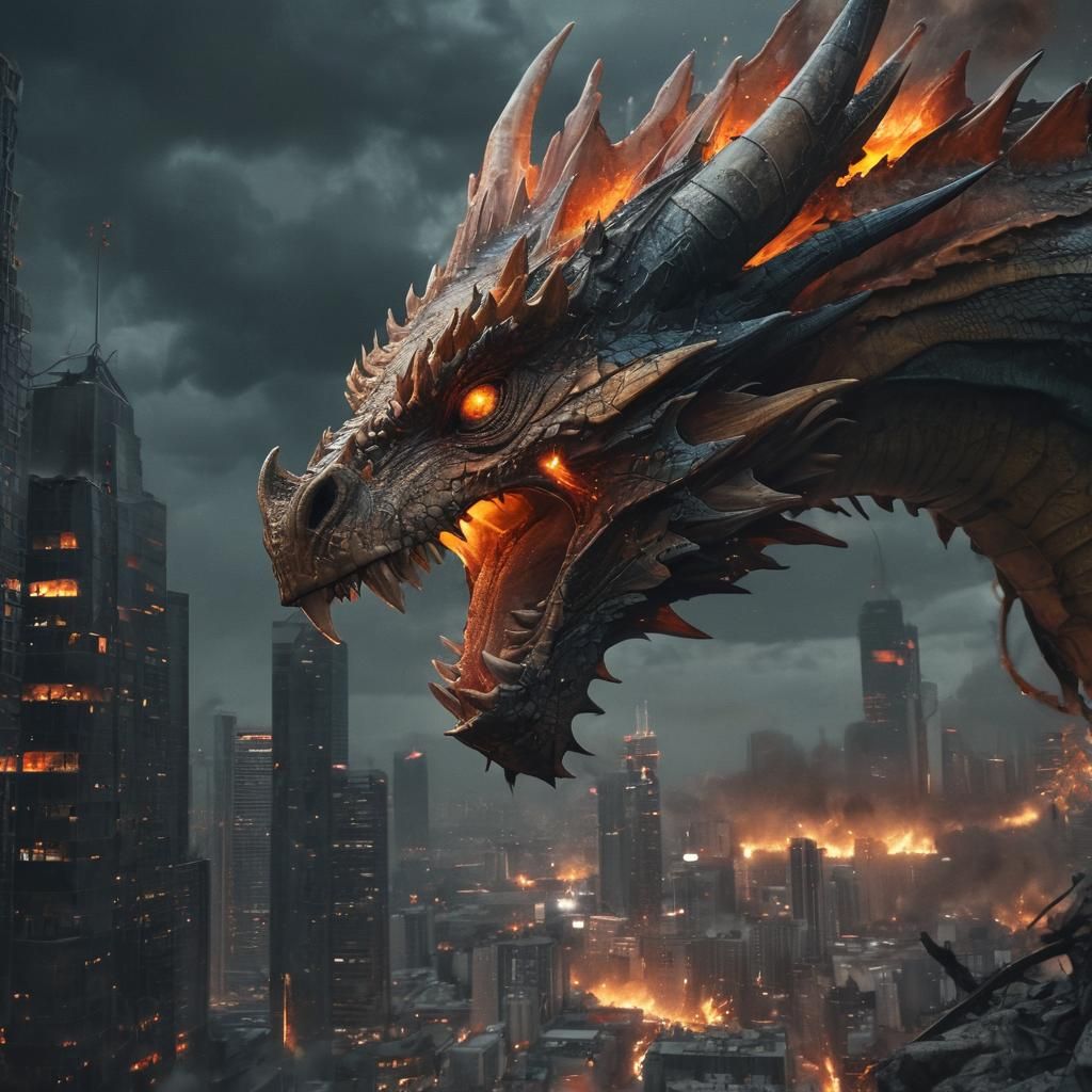 Dragon's Fire Engulfs City in Apocalyptic Art