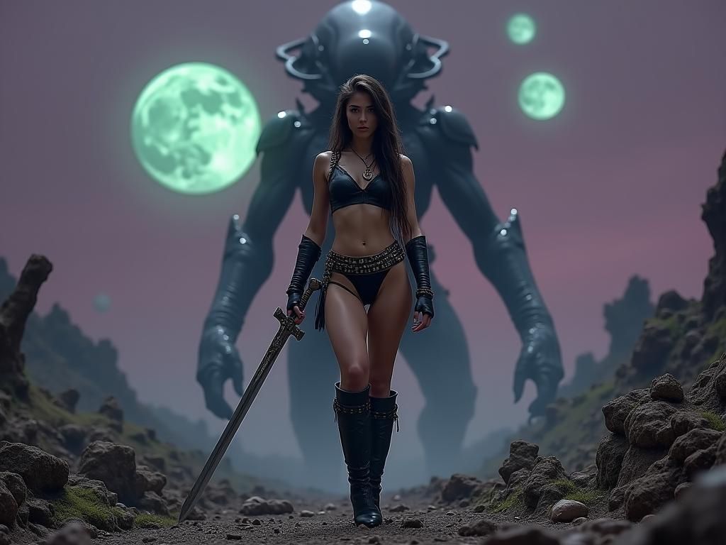 Barbarian Battles Xenomorph on Alien World in 8K