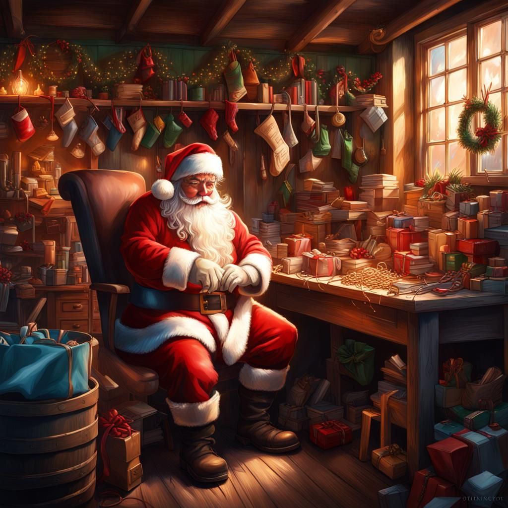 Hyperrealistic Santa's Workshop Splash Art