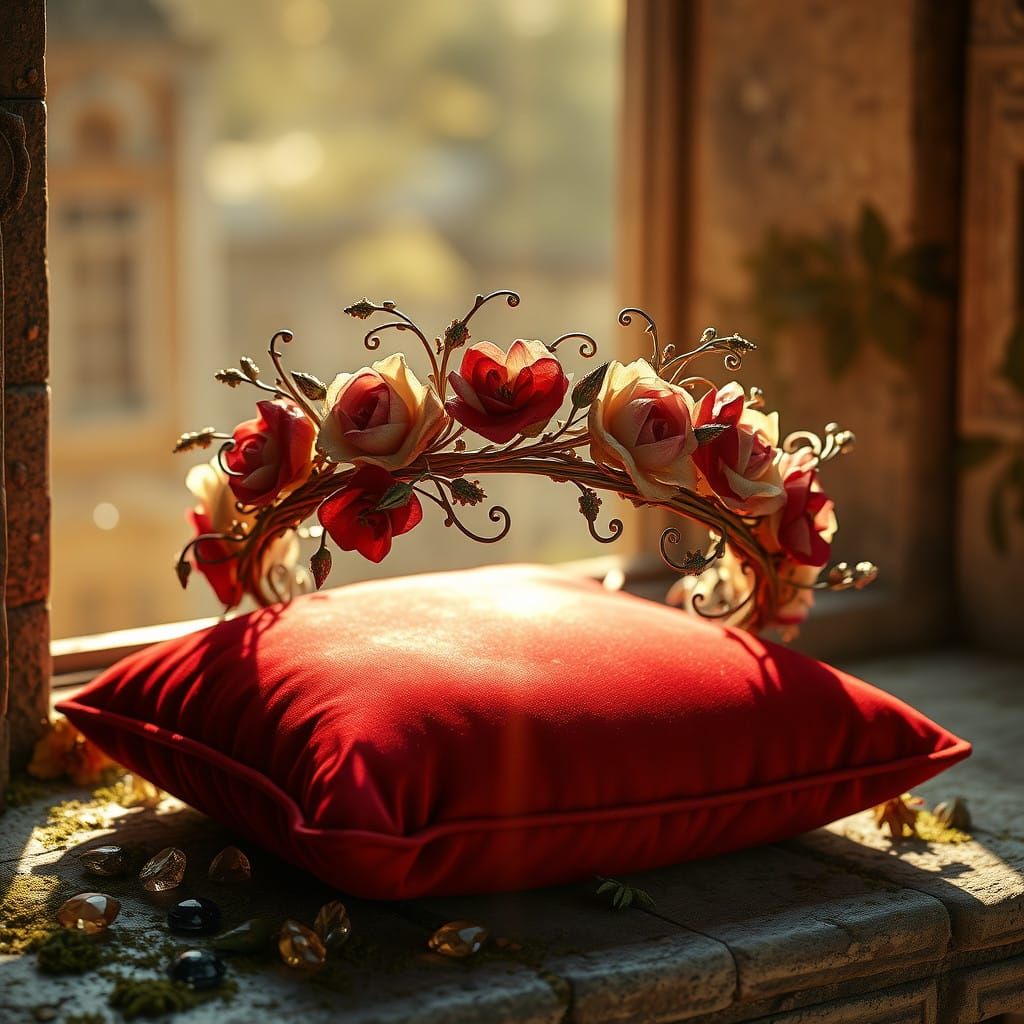 Ethereal Elven Crown on Velvet Cushion