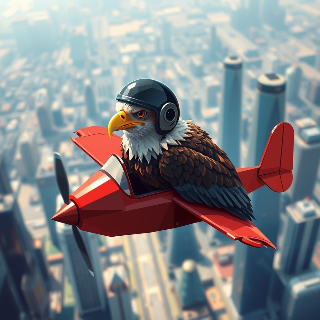 Eagle Pilot Soars Over Modern City
