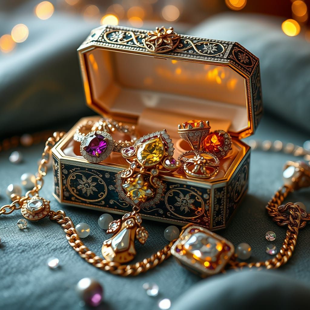 Glitering Jewellery in a Jewels Box