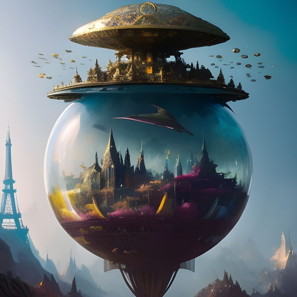 Underwater Spherical Building in Vivid Colors