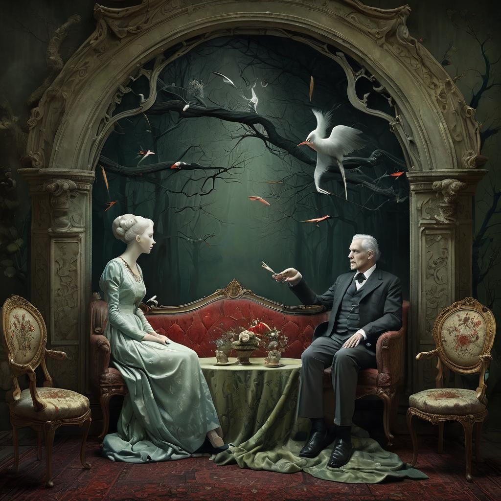 Surreal End of Relationship in Hyperrealistic Style