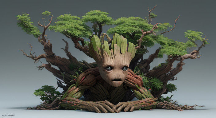 Groot in Marvel's Guardians of the Galaxy as a Younger, Smal...