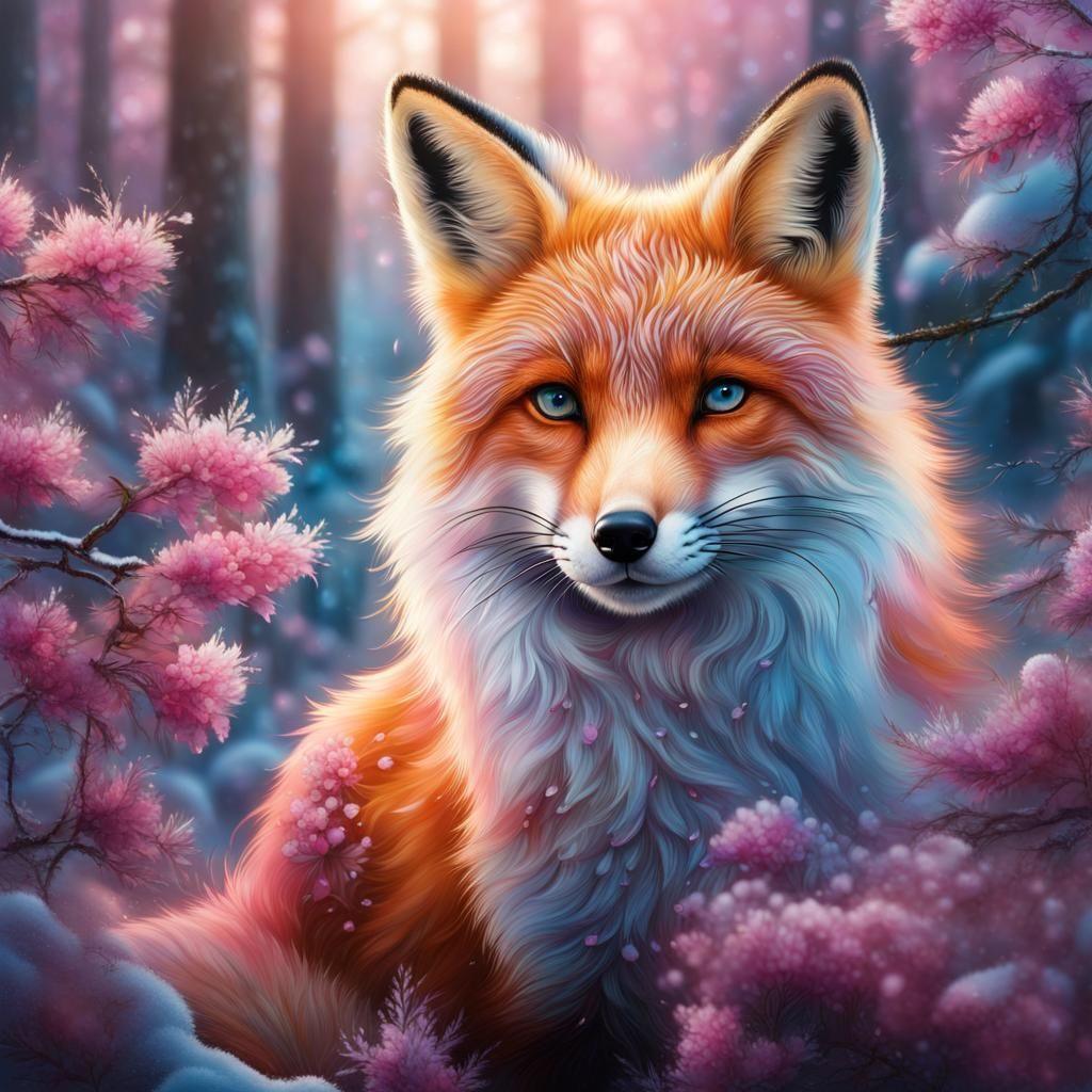Fox in a magical forest.