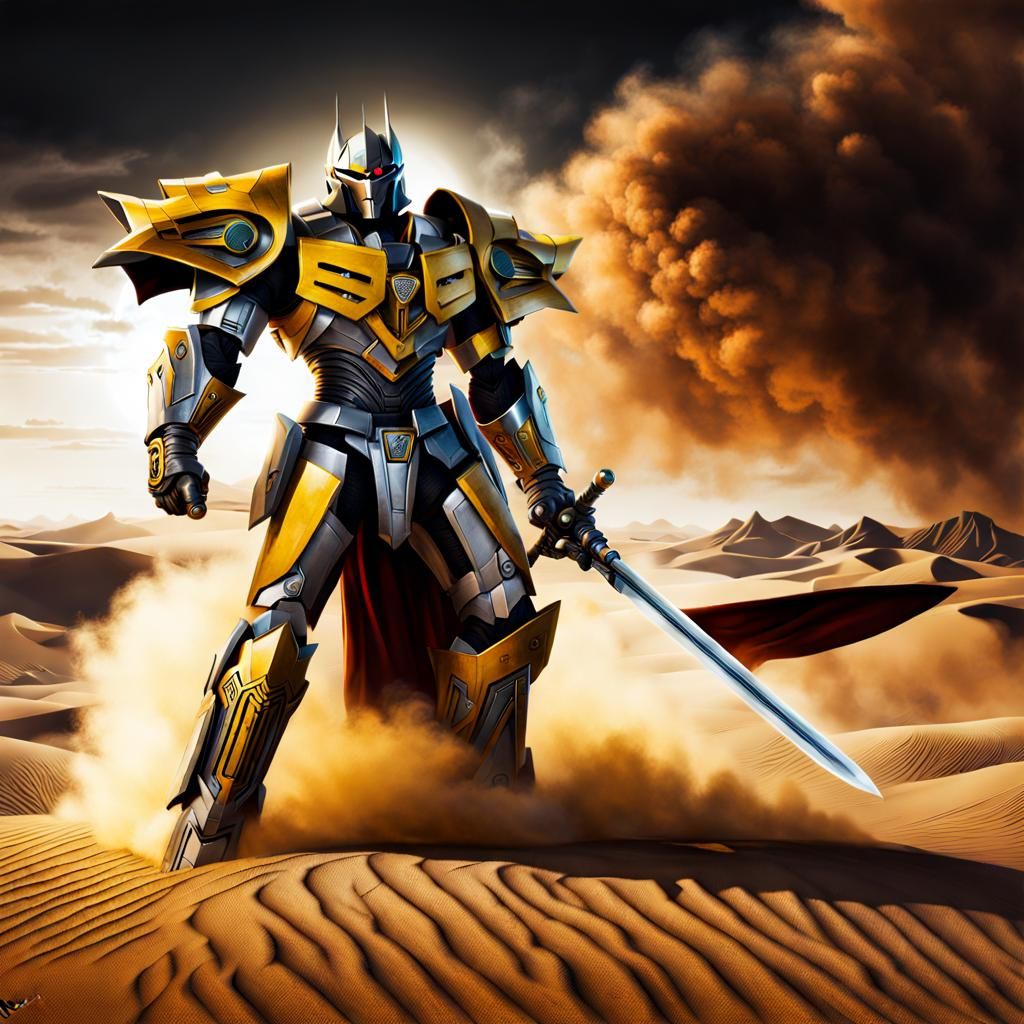 Megatron: Old Machine in Desert with Swords