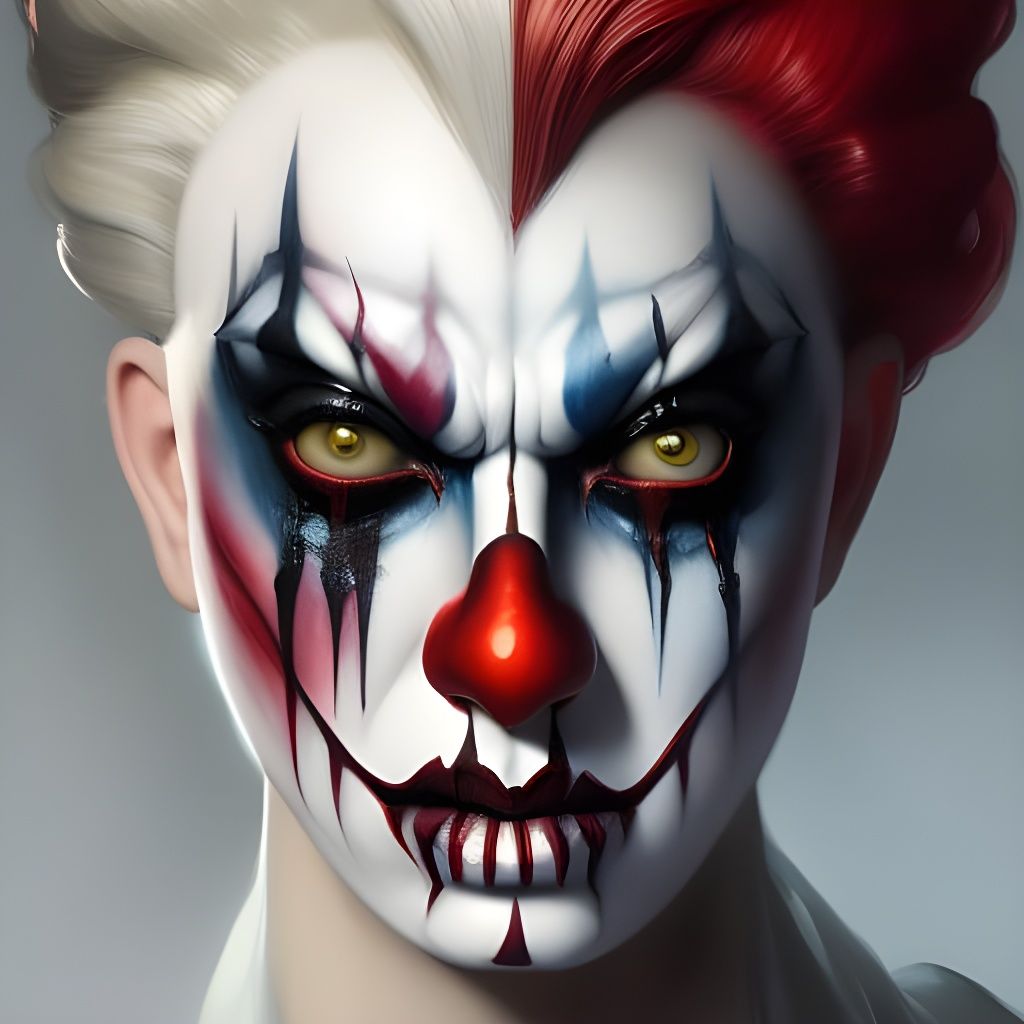 Scary Clown Portrait with Heavy Makeup