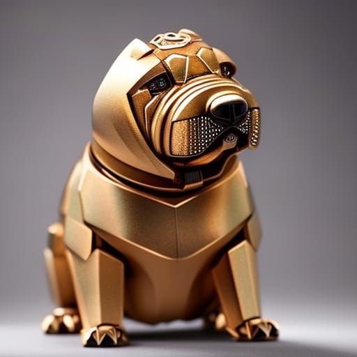 Clockpunk Robot Shar Pei Puppy in Detailed Digital Art