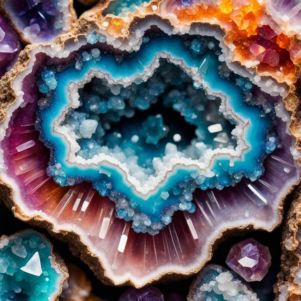 Colorful Crystals Inside a Sparkling Geode