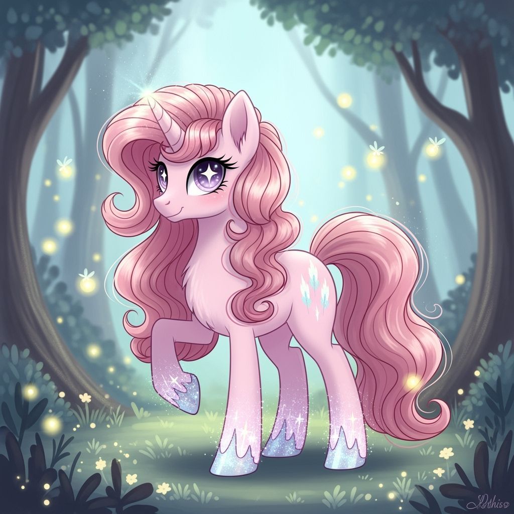 Ethereal Pony Unicorn in Magical Forest