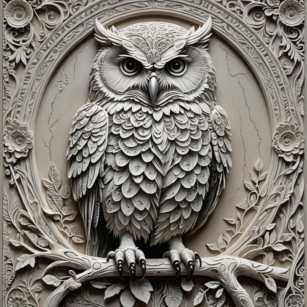 Magnificent Chalk Art Owl in 4D Style