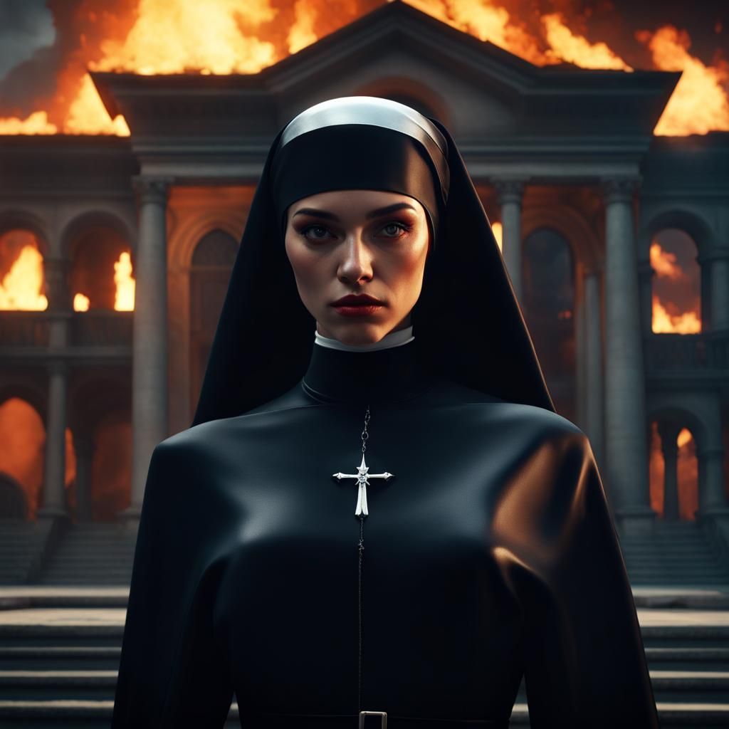 Intricate Digital Painting of Assassin Nun in Italy