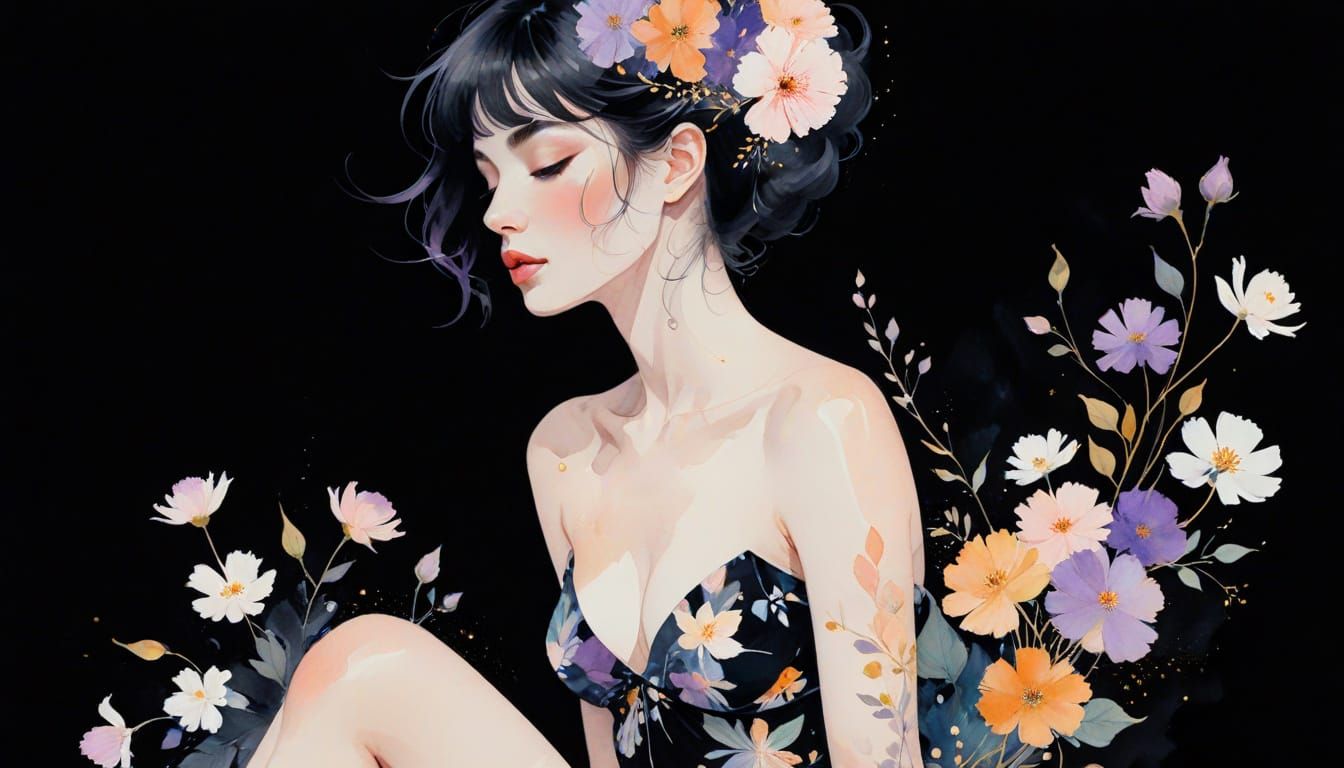 Ethereal Nymphs: Delicate Watercolor Illustration