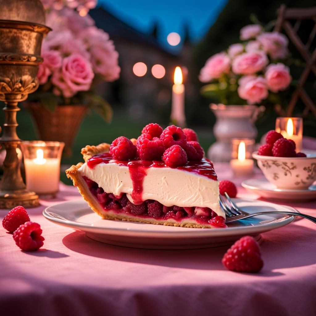 Raspberry Pie in Medieval Garden Setting