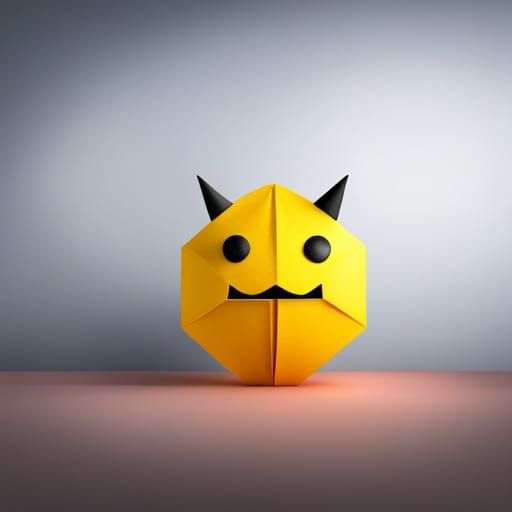 Cute Furry Monster in Origami Papercraft Style