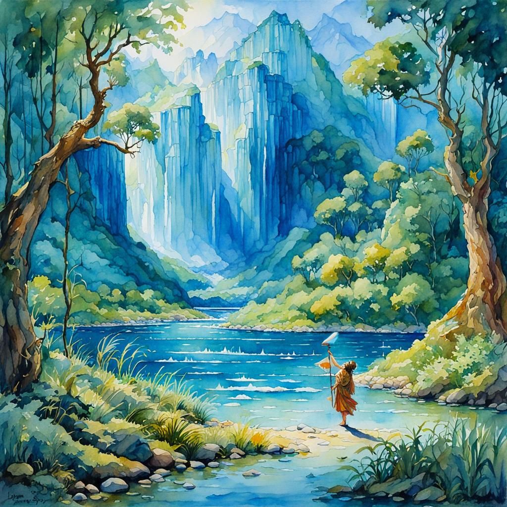 Earth Fairy Watercolor Illustration in Fantasy Art Style