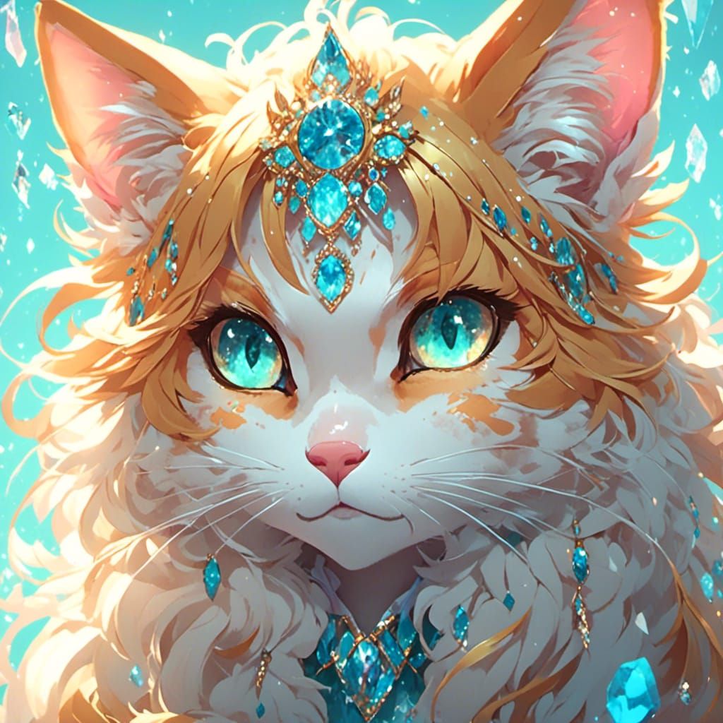 Feral Cat Digital Reference Sheet: Golden Fur, Blue Eyes