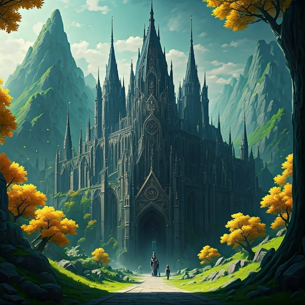 Majestic Medieval Castle in Vibrant Fantasy World
