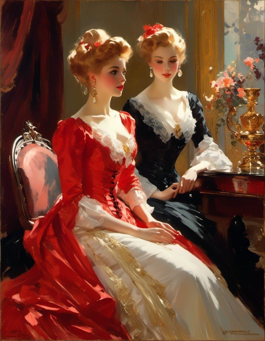 Victorian Women in the Style of Edward Cucuel