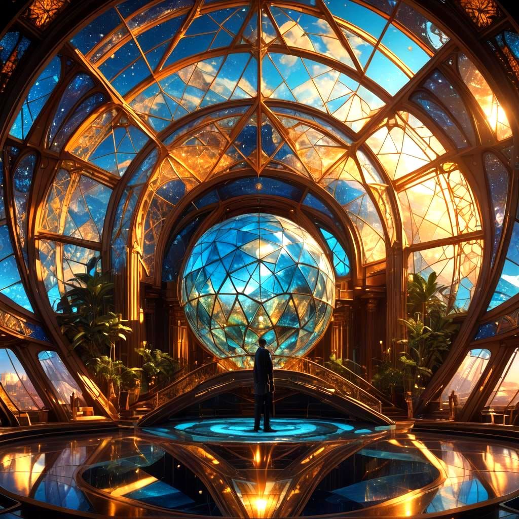Hyperbolic Hemisphere in Tiffany Glass Style