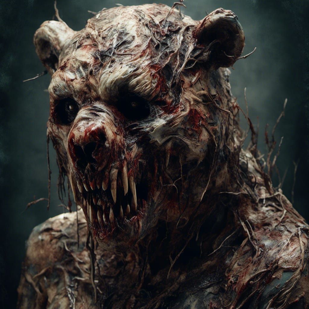 Creepy Porcelain Bear Zombie Portrait
