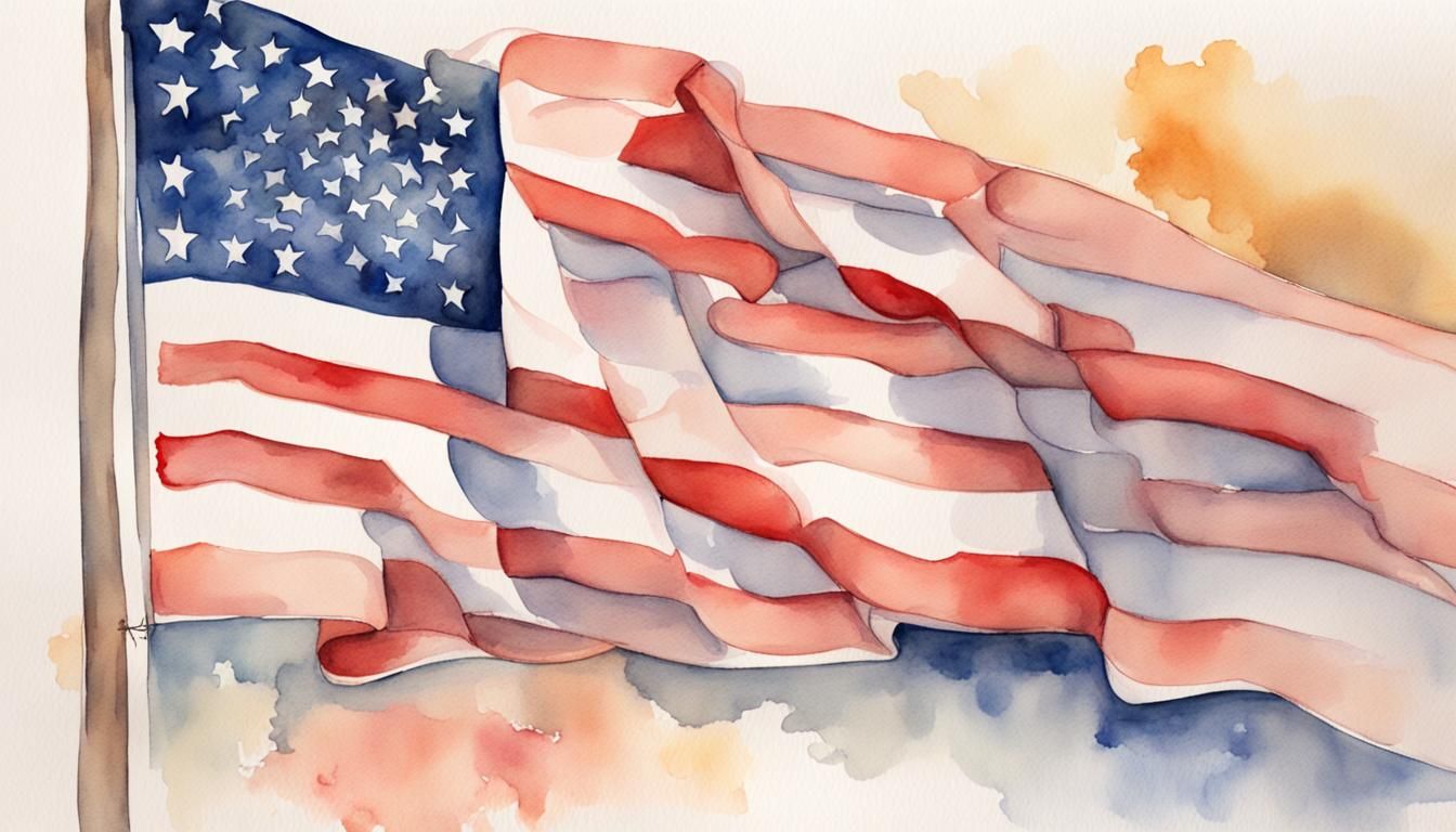 Pledge Of Allegiance Day :: watercolor art :: fine details