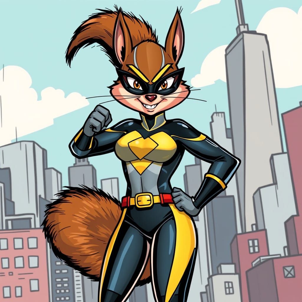 Squirrel Girl Heroine in Dynamic Comic Book Style