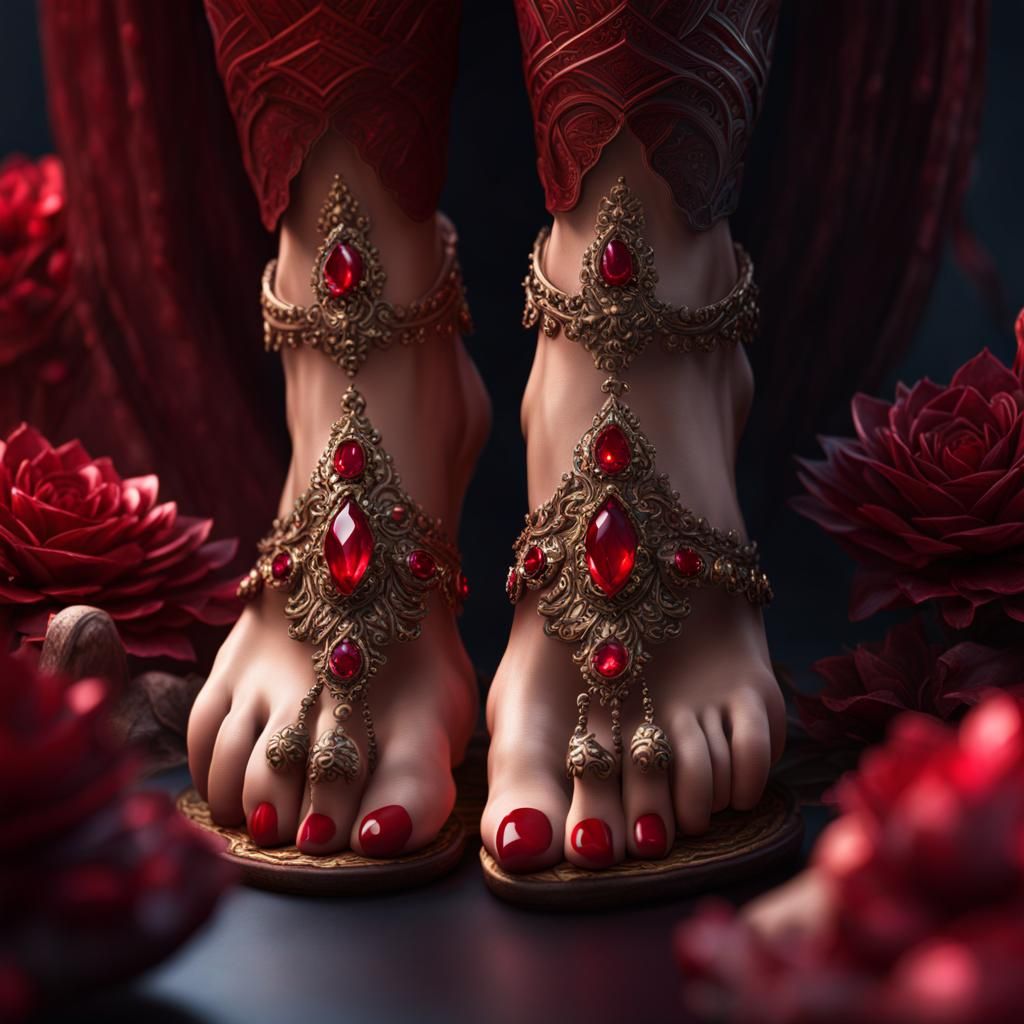 Beautiful Feet with Ruby Red Toenails
