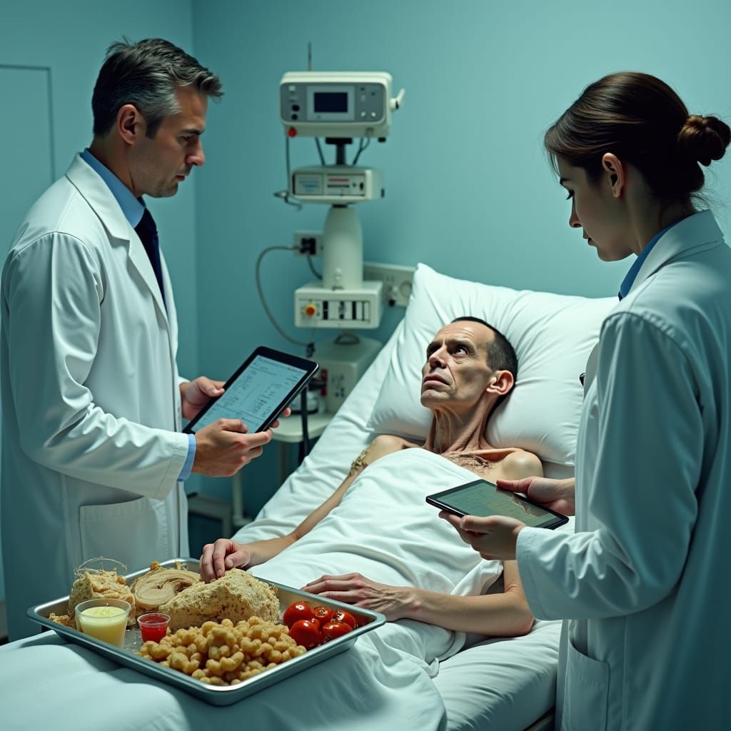 Hospital Patient Ignored: Haunting Realism in Stark Colors