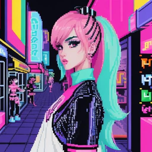 8-Bit Pixel Art: Fashion Shopping in Shibuya