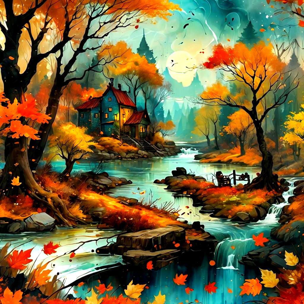 Autumn Internal Navigator in Impasto and Glaze Style