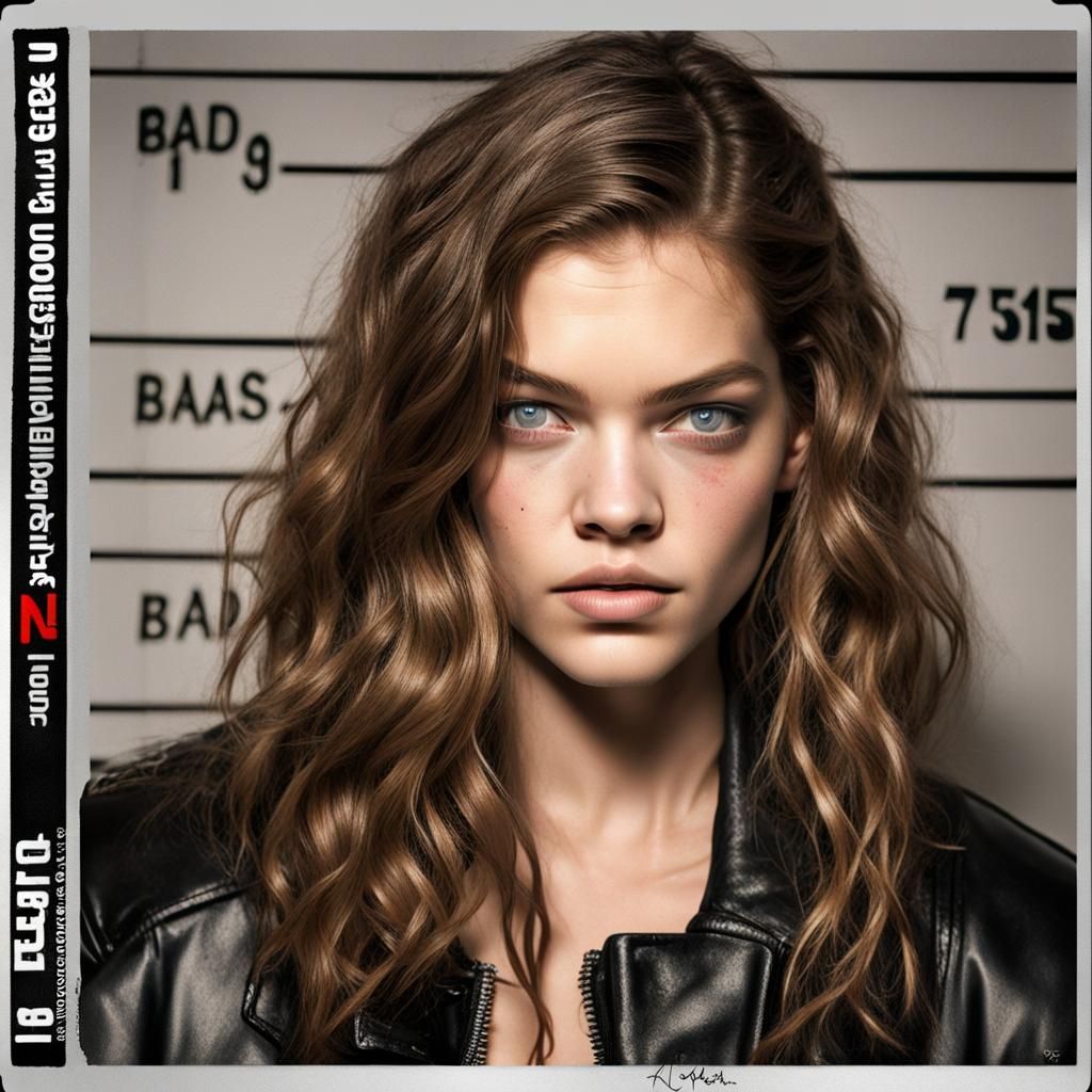 Hyperrealistic Jail Mugshot of Woman with Bruise