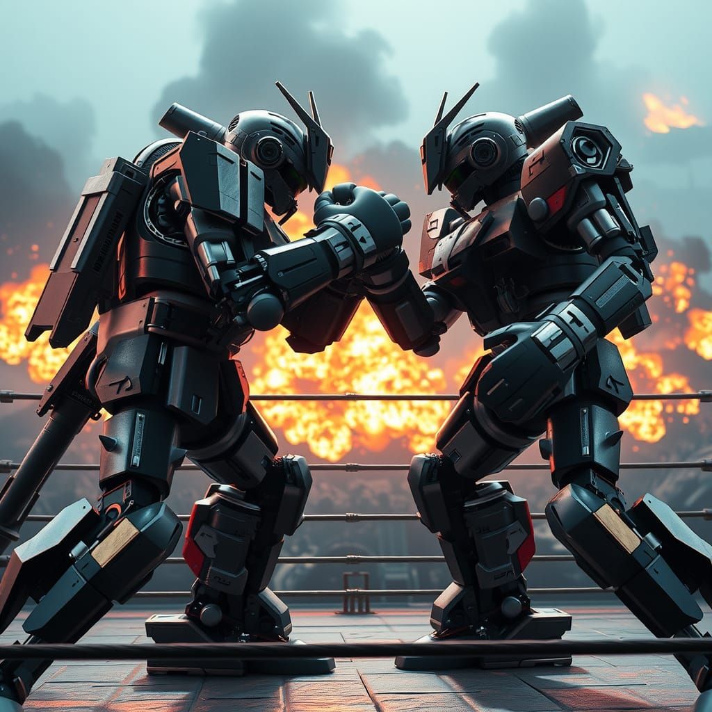 Gundam-Inspired Mechas Clash in Sci-Fi Arena